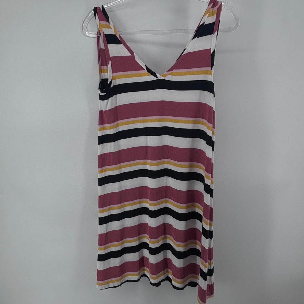 Striped Tank Dress, V Neck Sleeveless Casual Summer Mini Dress